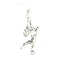 Sterling Silver Figure Skater Ice Skating Charm 1-1/4" Pendant Chain Necklace