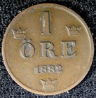 Sweden Oscar II Bronze 1882 1 Öre  Large letters VF TONED KM# 750  (23 163) — photo 2