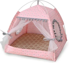 Cat Princess Indoor Tent House Pet Dog Cute Floral Cave Nest Bed Portable Dog Te