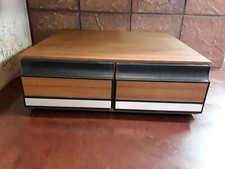 Vintage Wood Grain VHS Storage 24 VCR VHS Tape Holder Slide Plastic Drawers