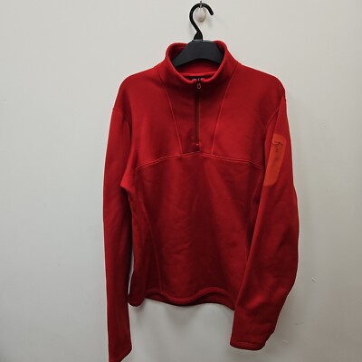 Arc'teryx verdeckte Strickjacke Fleece 1/4-Reißverschluss rot Jacke Größe UK 12 14 Damen Outdoor