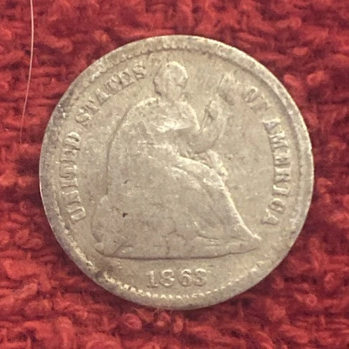 1863-S Seated Liberty Silver Half Dime Rare Key Civil War Date
