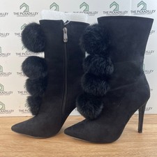 Cape Robbin Gigi-60 Black Faux Fur Pom Pom St...
