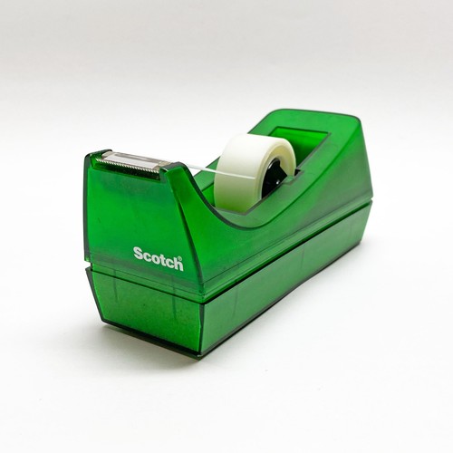 Vintage Y2K Scotch Tape C-38 Transparent Green Weighted Desk Dispenser