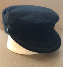 Greek Black Wool Ivy Flat Cap Hat Men's Large Classic Fisherman Cap (Large)