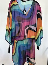 Kurt Geiger London Multicolor V-Neck Swim Coverup size M