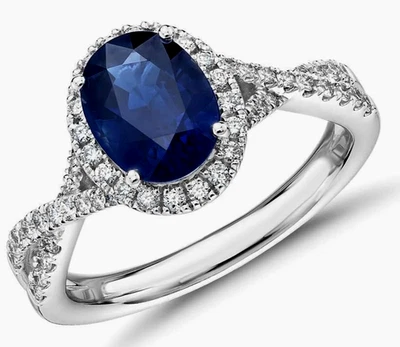 1,00 ct Natürlicher Diamant 14K gestempelt Weißgold Saphir Cluster Ring Größe 7 - Bild 1 von 4