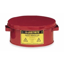 Justrite 10375 Bench Can,1 Gal.,Galvanized Steel,Red