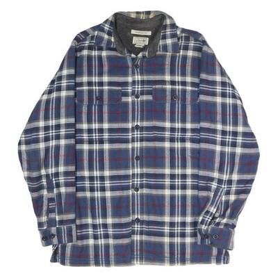 LL BEAN Herren Hemd blau weiß rot kariert S Baumwolle Langarm Freizeit Knopfleiste