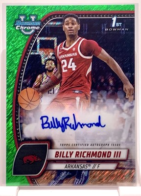 #ad Billy Richmond 2024 Bowman U Chrome GREEN SHIMMER AUTO 1st BOWMAN #10 Arkansas $18.22