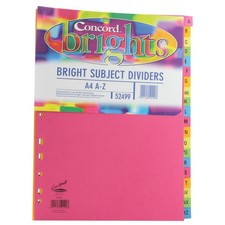 Image of Concord 20-Part A-Z Subject Dividers A4 Bright Assorted (52499)