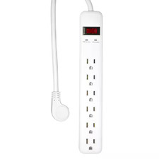 3 Ft. 6-Outlet Power Strip Surge Protector, White