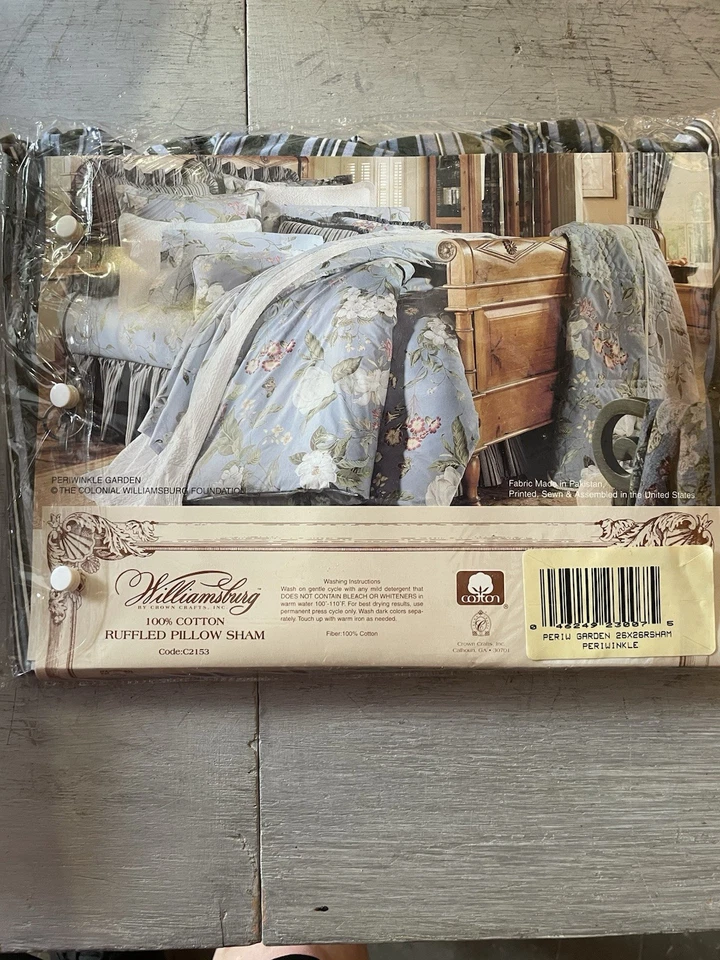 WILLIAMSBURG 26” x 26” Almohada con Volantes Falsa Perwinkle Patrón Floral De Colección-Nueva Foto 3 de 4