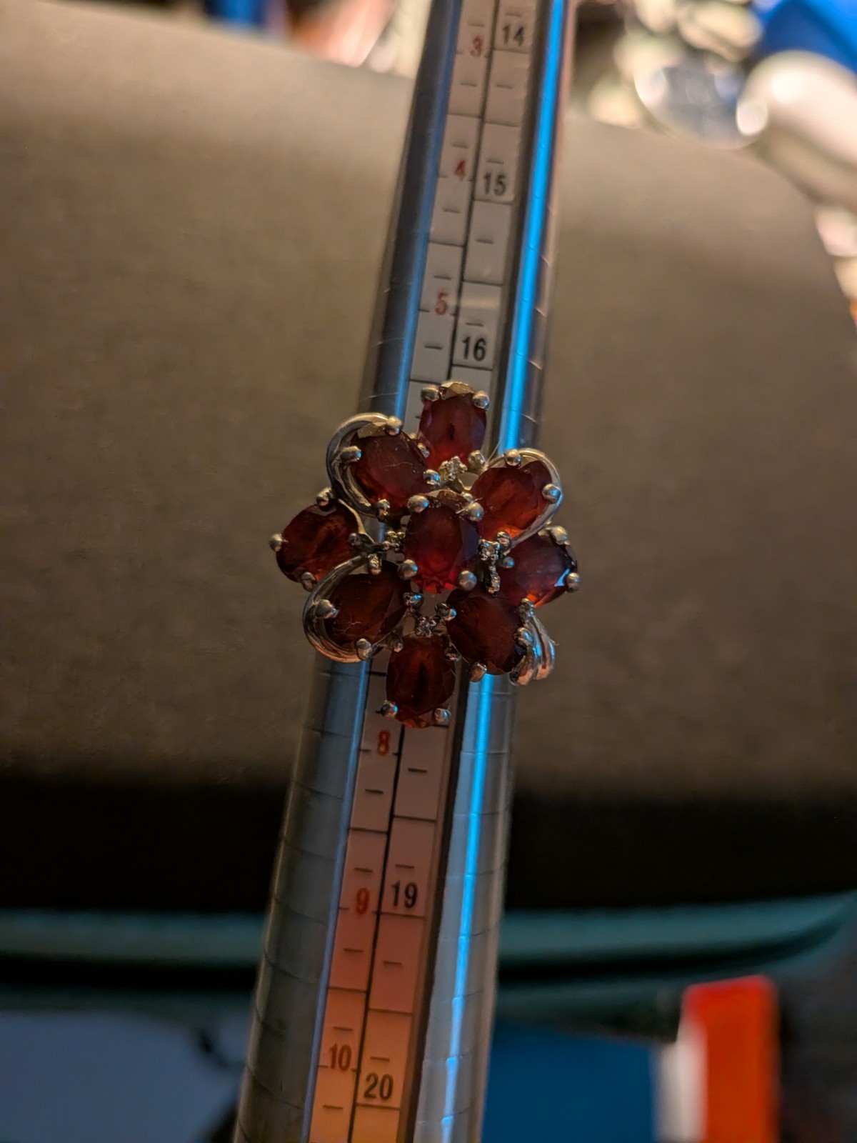 Garnet Cluster Ring 925.  Statement Ring - image 5