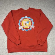 Vintage 80s MTV Logo Print Sweatshirt Mens Large 1980s Retro Rock And Roll Red