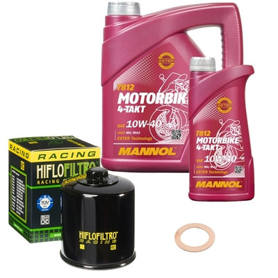 HiFlo Ölfilter Set MN 10W40 5L für Yamaha XV 1700 Road Star Warrior VP14 Bj.2003