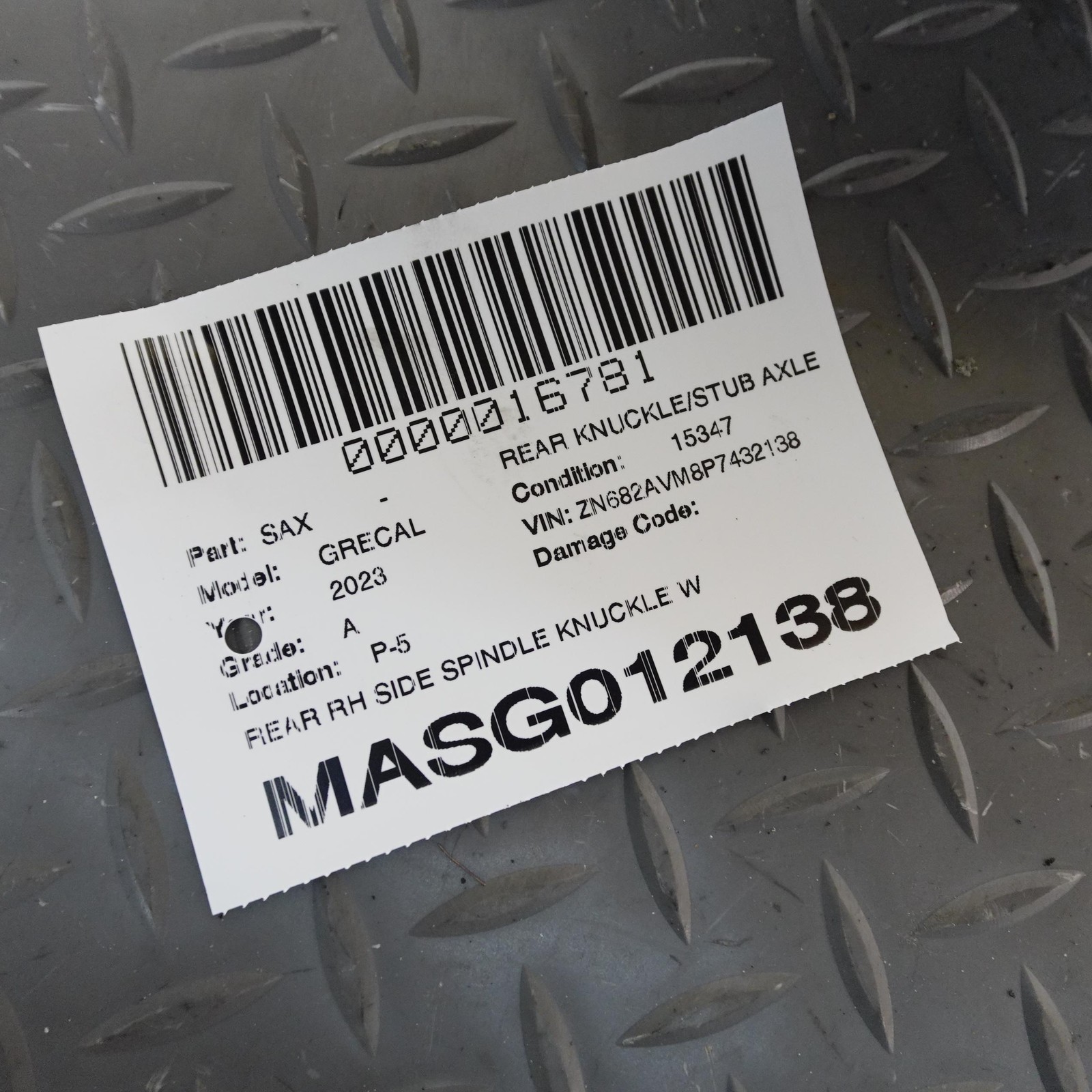 Maserati Grecale 2023-2026 REAR+RIGHT Wheel bearing P/N 06701569040