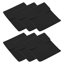 Jewelry Pouches with Snap Button, 6 Pack Velvet Jewelry Pouches 10x8.5cm Black