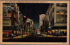 POSTCARD STREET SCENE NIGHT VIEW STATE STREET...