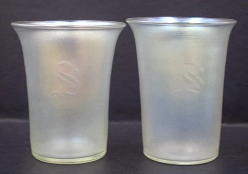 4 Steuben Verre de Soie Tumblers With The Initial S
