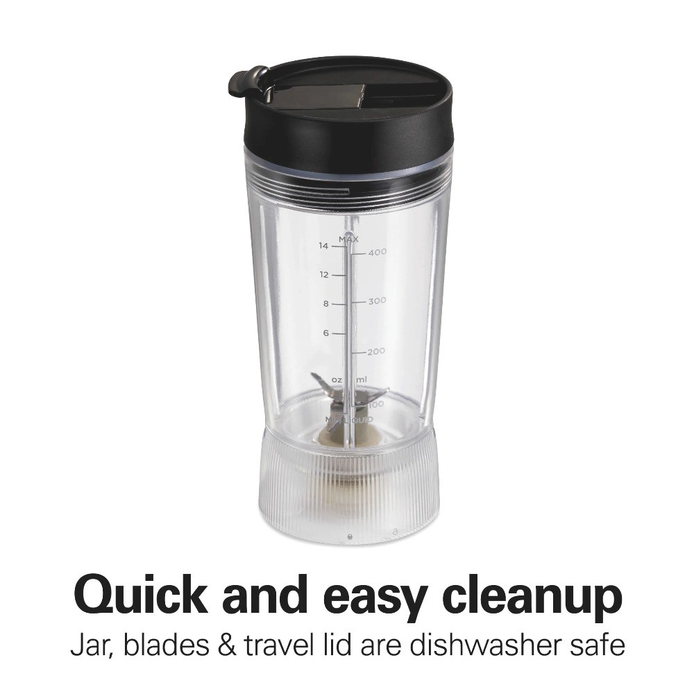 Personal Blender for Smoothies with Travel Lid, 14 oz, Black