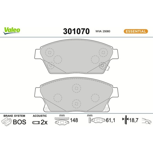 Valeo 301070 Bremsbelagsatz FüR Opel Chevrolet Cadillac Vauxhall Astra Zafira-image