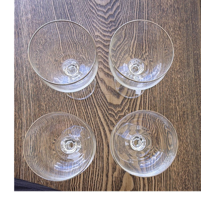 Vintage Set Of 4 Czech Bohemia Crystal Wine Glasses With Silver Trim