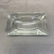 Ashtray Vintage 7" x 4.25" x 1.75" Clear Heavy Glass Rectangular 4 Slot Cigar
