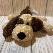 Russ Berrie Droozy Plush Dog Small 5" Stuffed Animal Beanbag Toy Cream and Brown