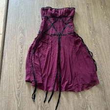 Nicole Miller Collection Vintage Strapless Silk Midi Dress Burgundy