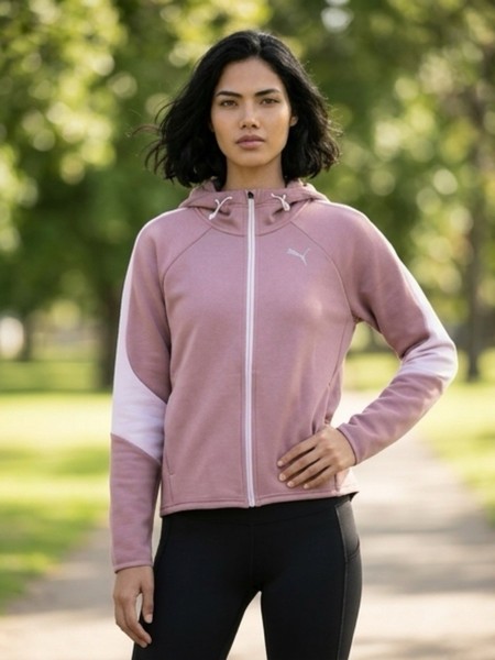 Puma Evostripe Full Zip Hoodie Womens SzM Dusty Pink Activewear Outdoors Casual
