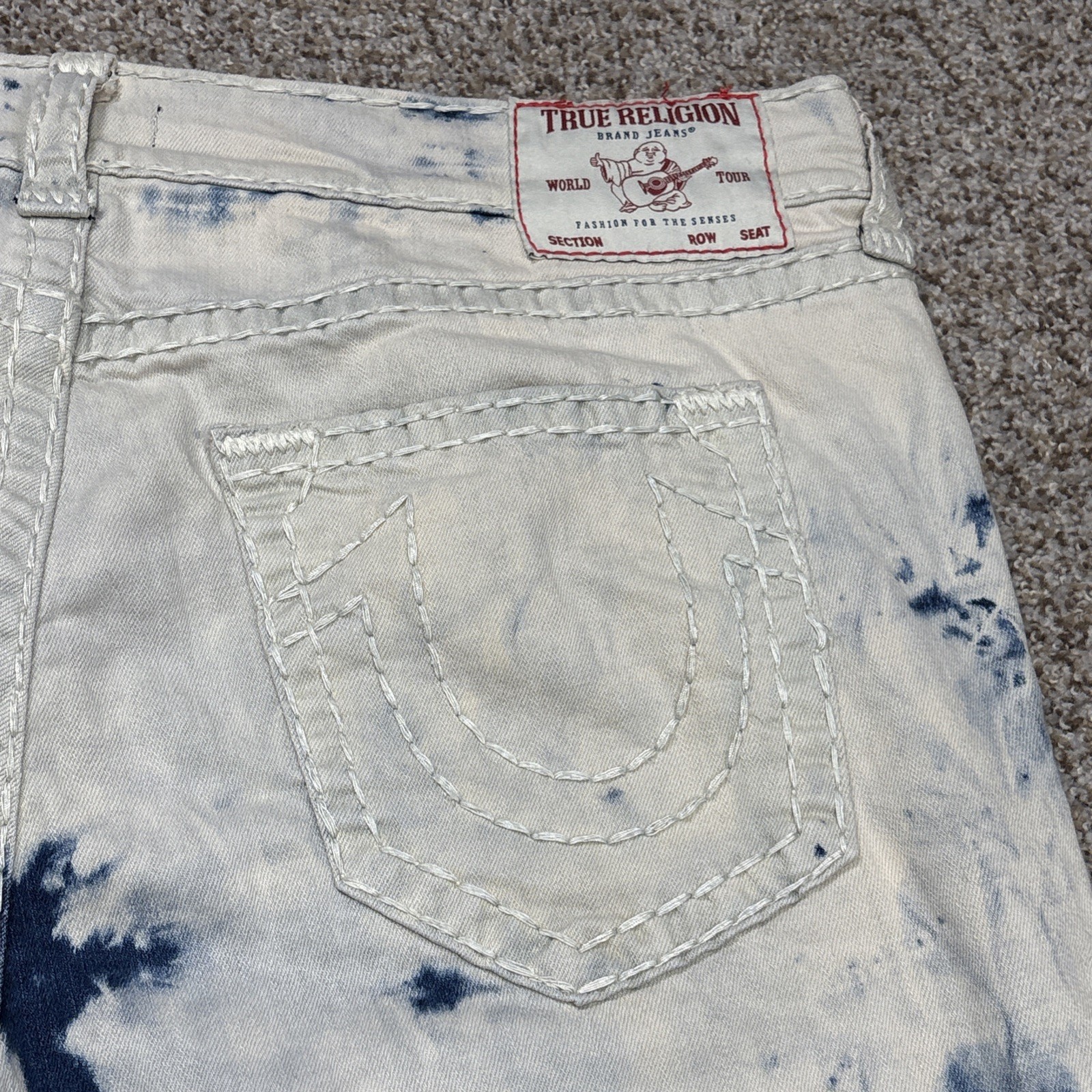 True Religion Jeans Mens 38 Bleach Washed Ricky Relaxed Straight 38 Fits 40x33.5 - View 15