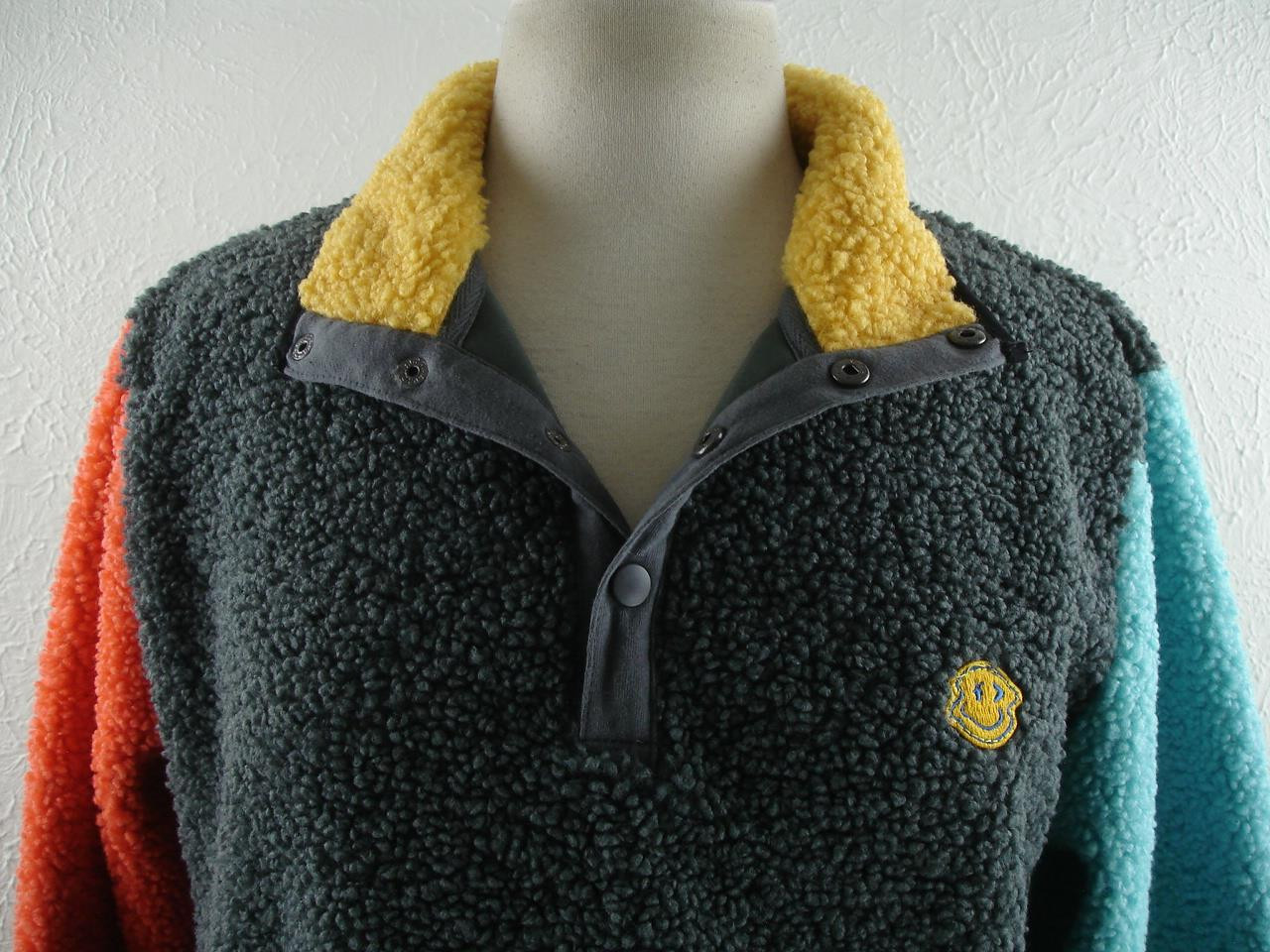 Dutch Bros Men’s M Fleece Coffee Snap Multicolor Jacket Sweater Sweatshirt Plush image 2