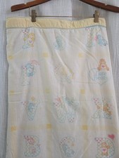 VTG 80s Care Bears Baby Blanket Crib Quilt Handmade Yellow Nursery 45" 40"