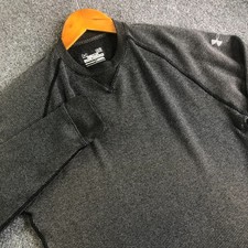 Under Armour Shirt Men Large Black Crew Neck Thermal Waffle Knit Regular Fit