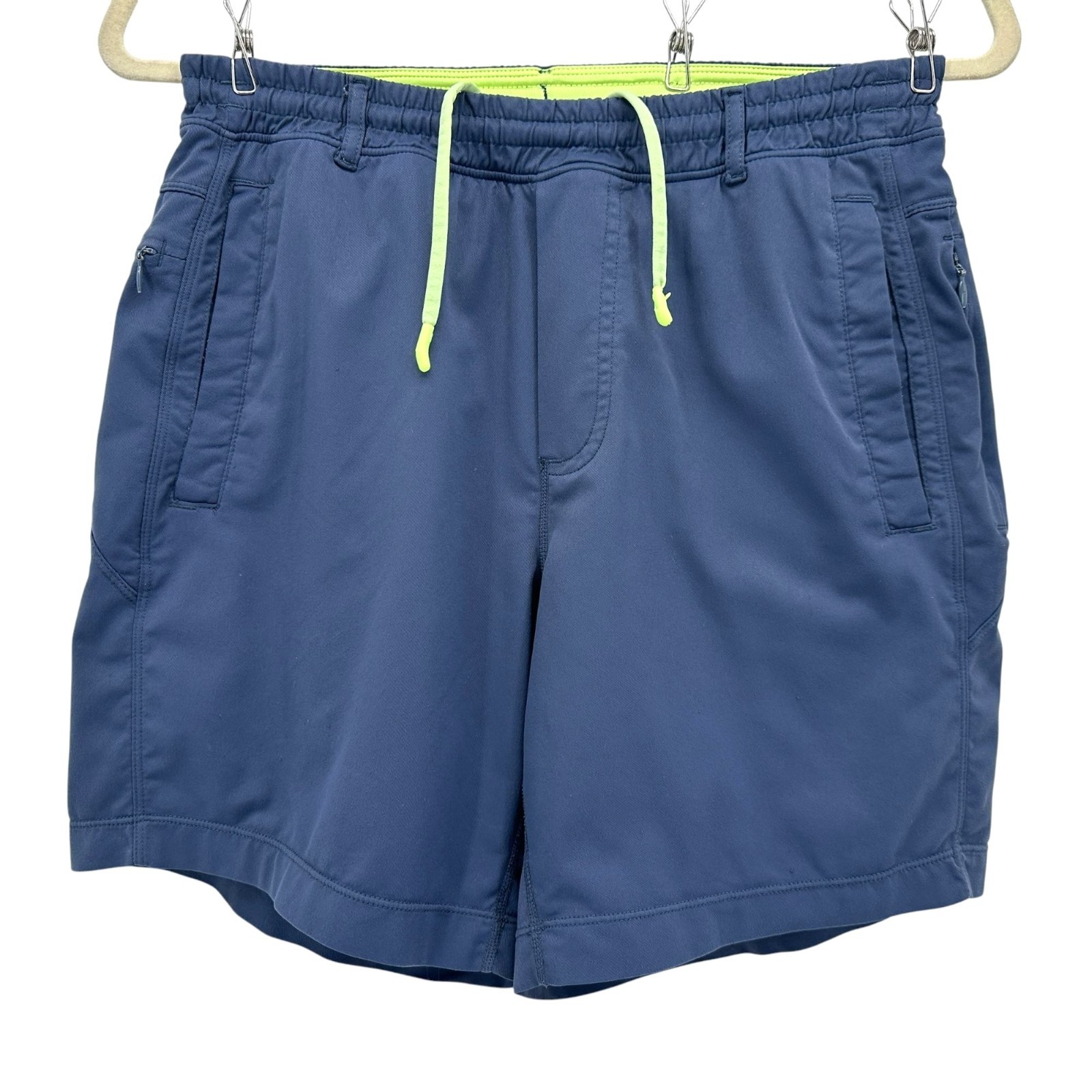 Pantalones Cortos Pequeños Birddogs Para Hombres Boom Clásicos Forrados Azul Marino Verde Lima Frente Plano