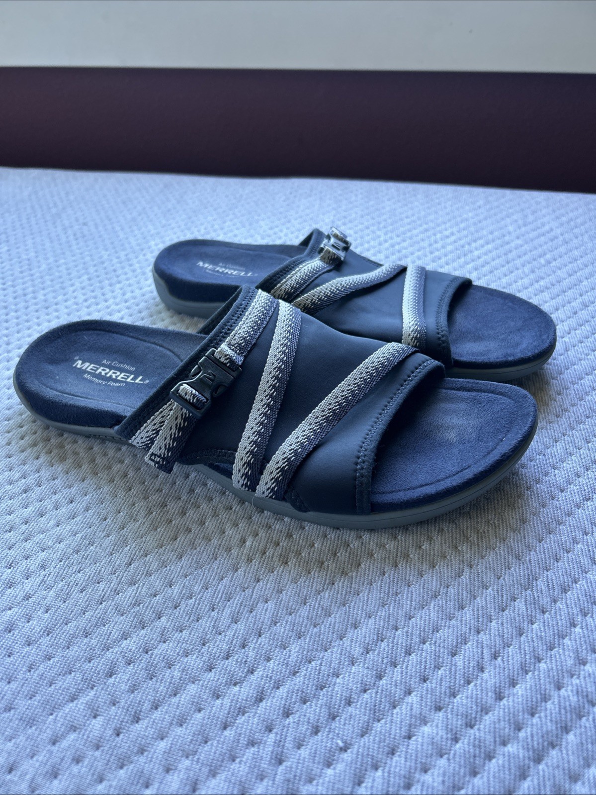 Merrell District Muri Trooper sandali donna avvolgenti taglia 10 blu navy grigio