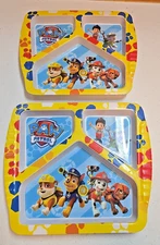 (2) Zak Designs Melamine Three Section Plates; "Paw Patrol"