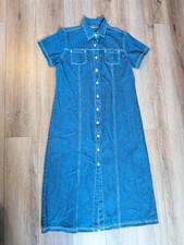 Vintage Adriana Sport Women’s XLarge Blue Denim Long Dress Full Button Front