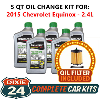 Fits: 2015 Chevrolet Equinox 2.4L 6,000 Mile Synthetic Oil & Filter Kit (5W-30)
