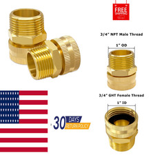 Garden Hose Adapter 3/4" NPT Male x 3/4" GHT Female Connector Solid Brass Dual