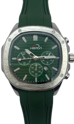 Green Men s Watch Green face Men Fashion Silicone Strap Date Analog Quartz Watch