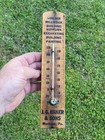 ANTIQUE WOOD ADVERTISING THERMOMETER J.G. BAKER MANHEIM PA. LUMBER PAINTING SIGN — photo 1