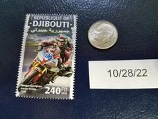 Morgan Govignon Honda Motorcycle Racer 2018 Republique De Djibouti Stamp