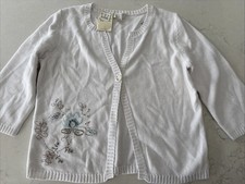 Christopher Banks Womens L Hand Embroidered Cardigan Knit Sweater Spring Easter