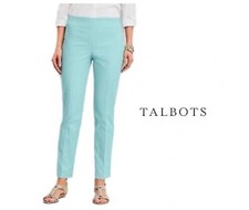 Talbots Chatam Cotton Bi Stretch Slim Ankle Pants In Seafoam Green Size 4