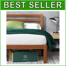 Natural Bamboo Full Bed Frame - Supported up to 700 lbs, No Box Spring Needed