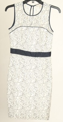 Banana Republic Dress Women’s 2P White Black Sheath Sleeveless Floral Lined