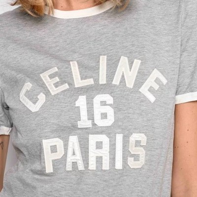 Celine Women's Light Gray Paris 16 Short Sleeve T-Shirt Size S | eBay