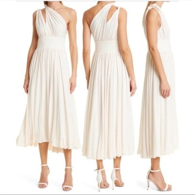 LA LIGNE One Shoulder Midi Dress Ivory Size Small New Retails: $498 